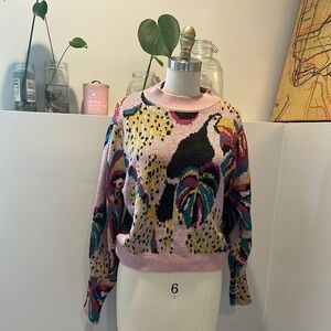 FARM Rio Pink and Black Crew Neck Sweater